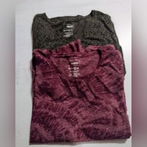 Two Sonoma Everyday Tee, Burgundy and Olive Drab, Like New